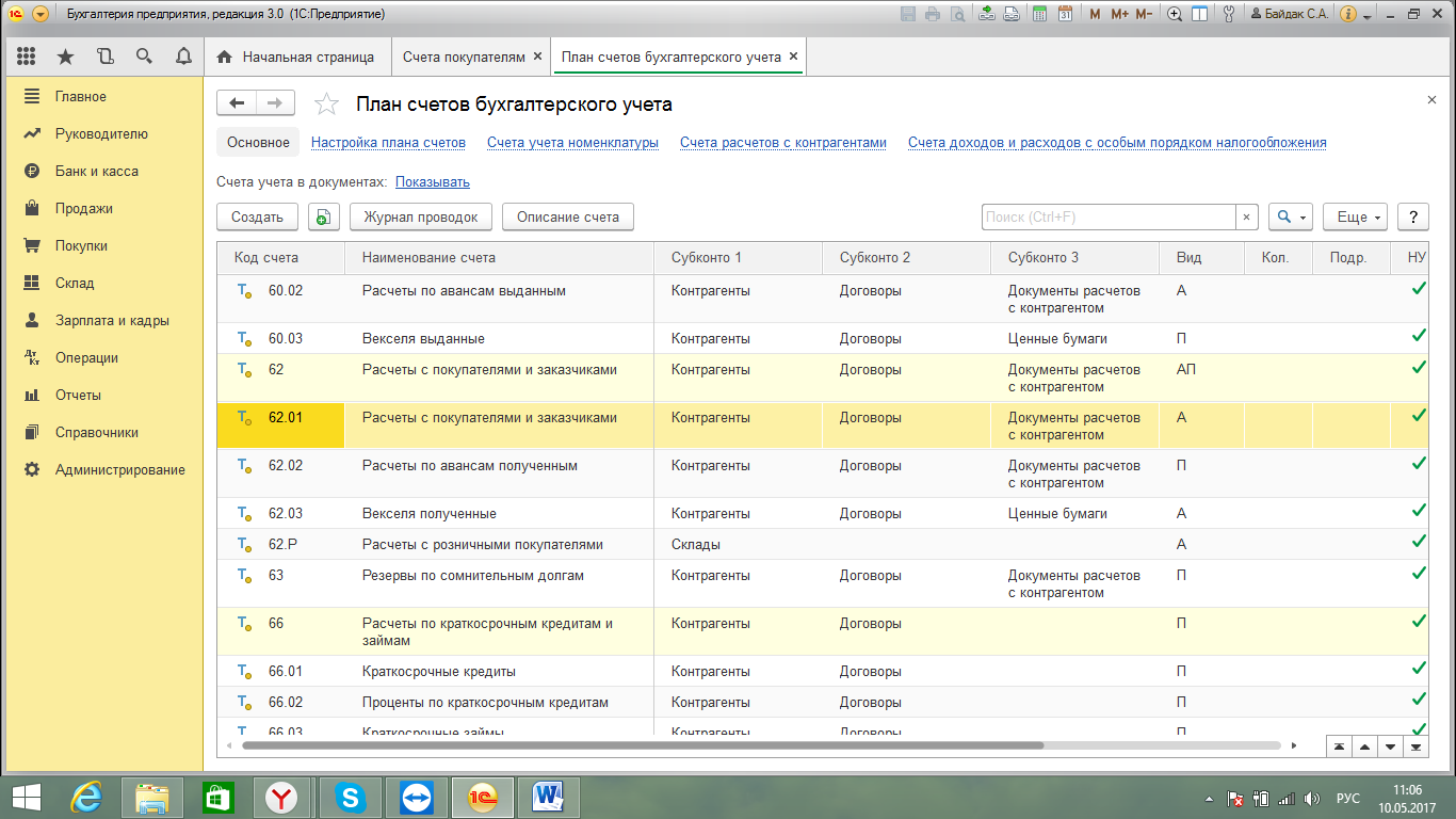 План счетов 1с 8.3 Бухгалтерия таблица